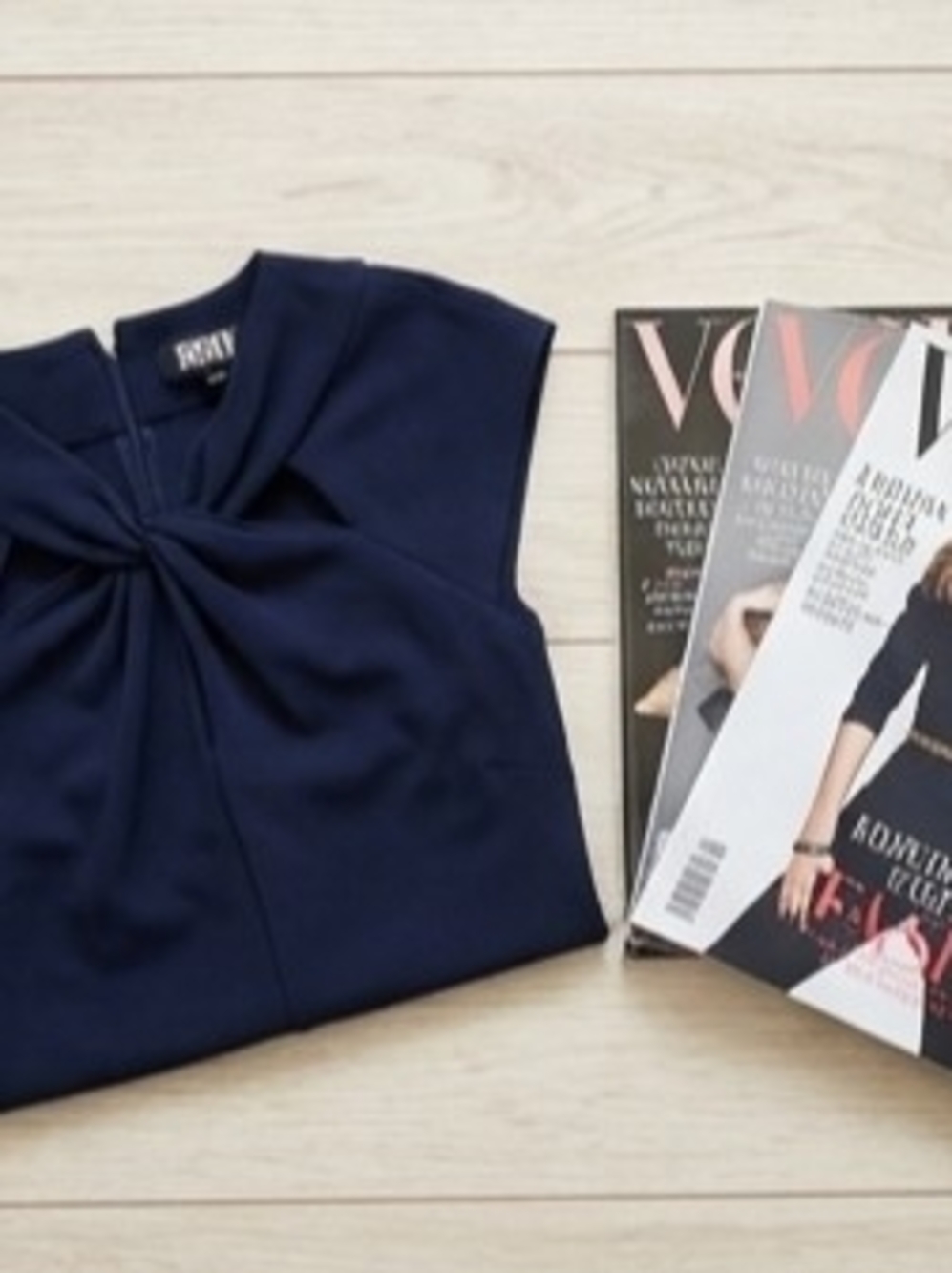 DKNYC Navy Knot-Neck Cap Sleeve Blouse - Picture 5 of 5